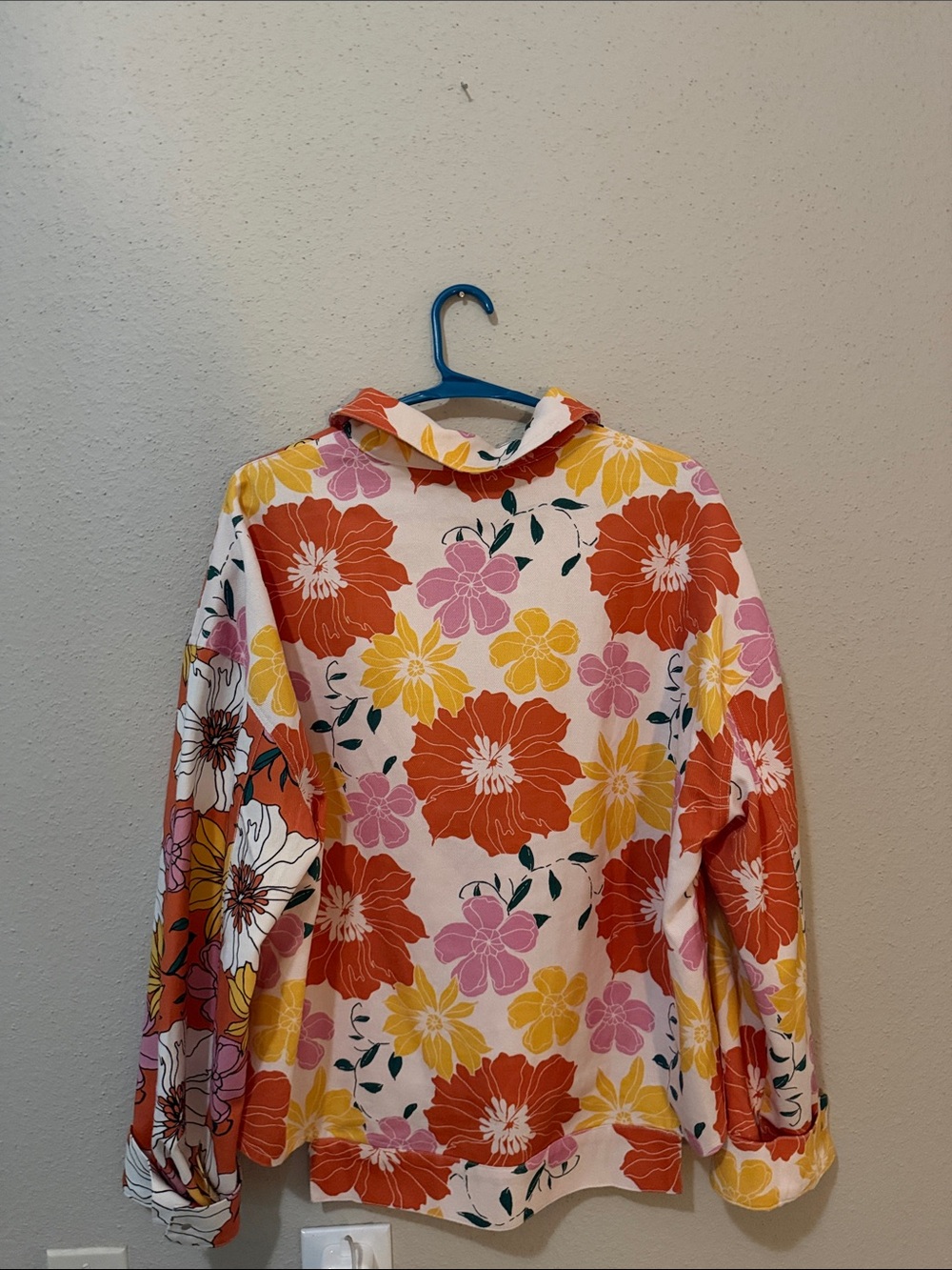 Floral Patchwork Jean Jacket - Orange, White & Pink - Picture 2 of 2